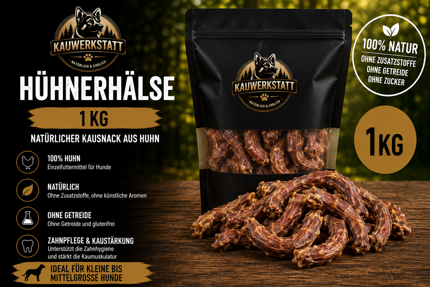 Hühnerhälse für Hunde - natürlicher Kausnack